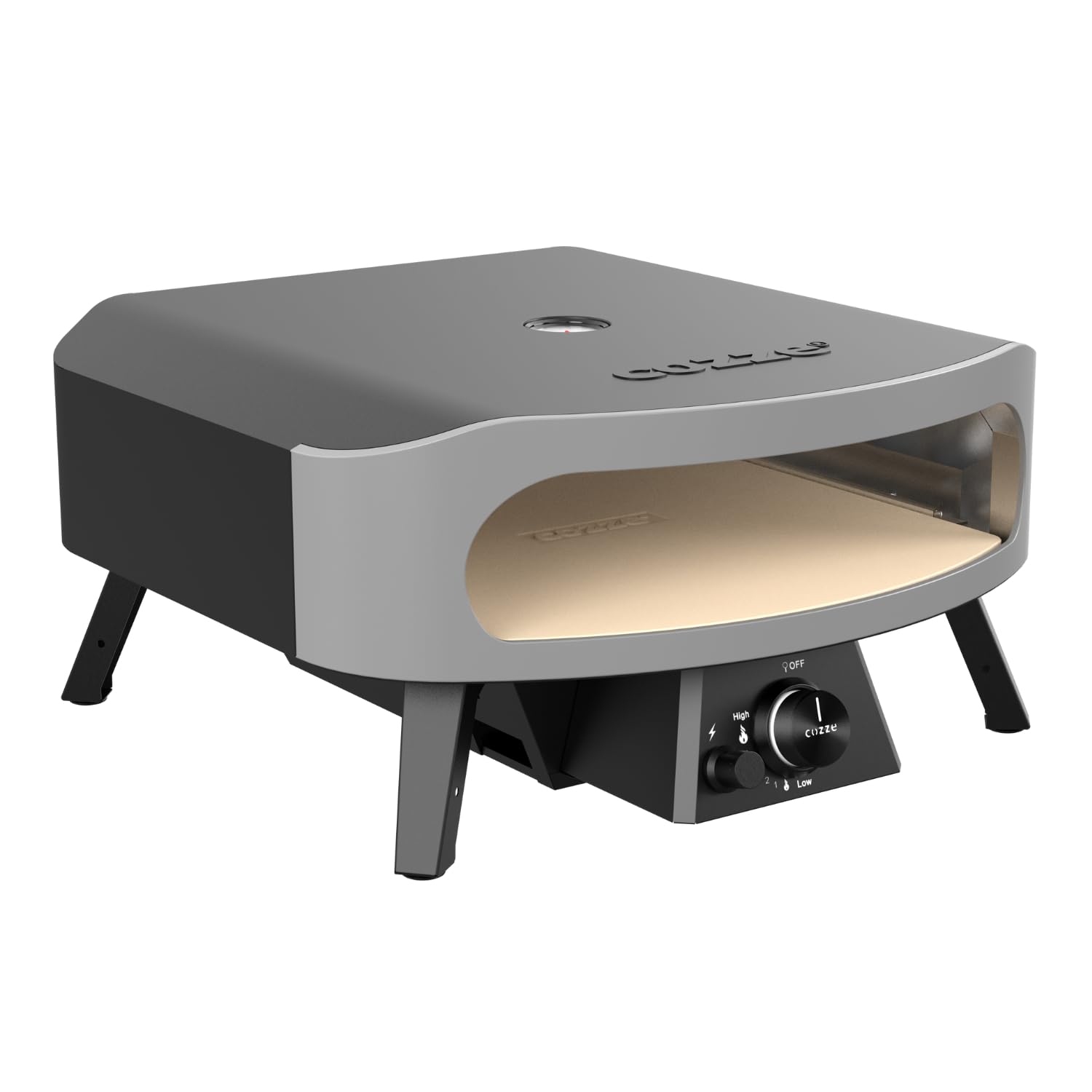 cozze 17" Großer Pizzaofen Gas Outdoor (50mbar) - Pizza Backofen mit Regulator für Familienpizzen – Inkl. Gasschlauch & Regler – 8,0 kW U-Brenner – für Garten & Terrasse