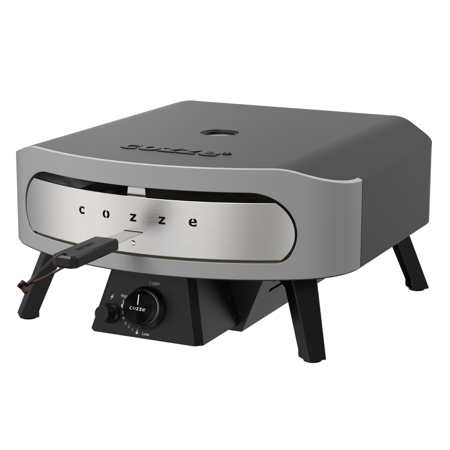 cozze 17" Großer Pizzaofen Gas Outdoor (50mbar) - Pizza Backofen mit Regulator für Familienpizzen – Inkl. Gasschlauch & Regler – 8,0 kW U-Brenner – für Garten & Terrasse