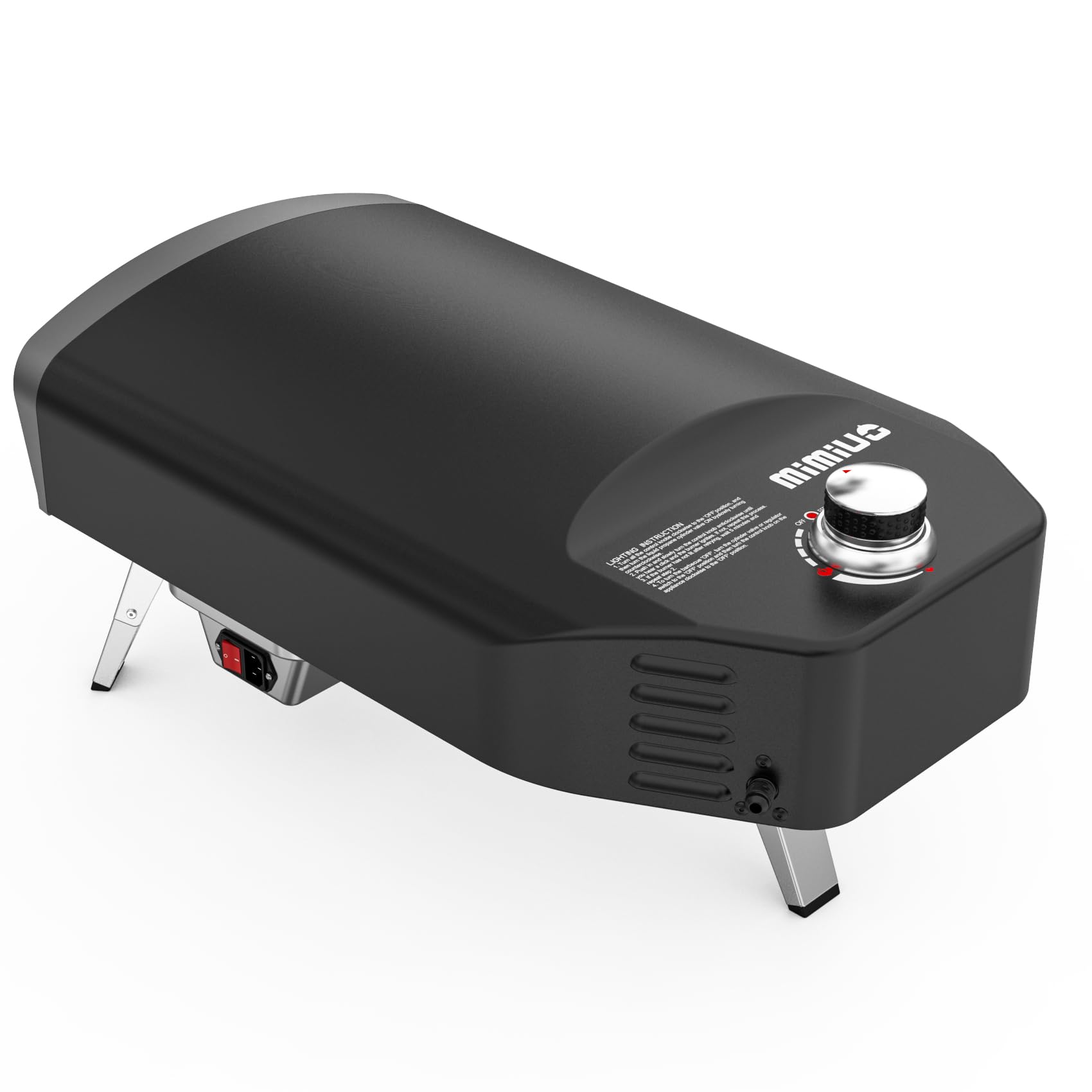 Mimiuo Gas Pizzaofen mit Drehfunktion für den Garten, Tragbarer Pizza Ofen Outdoor mit 33cm Runden Pizzastein und Pizzaschaufel, Schwarz (Globales Patent)